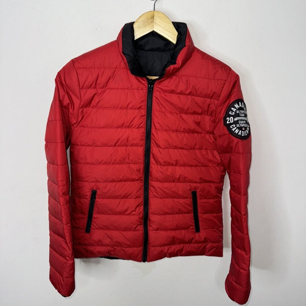 2014 Canadian Olympic Team Woman S HBC Red Puffer Jacket Canada Podium Down